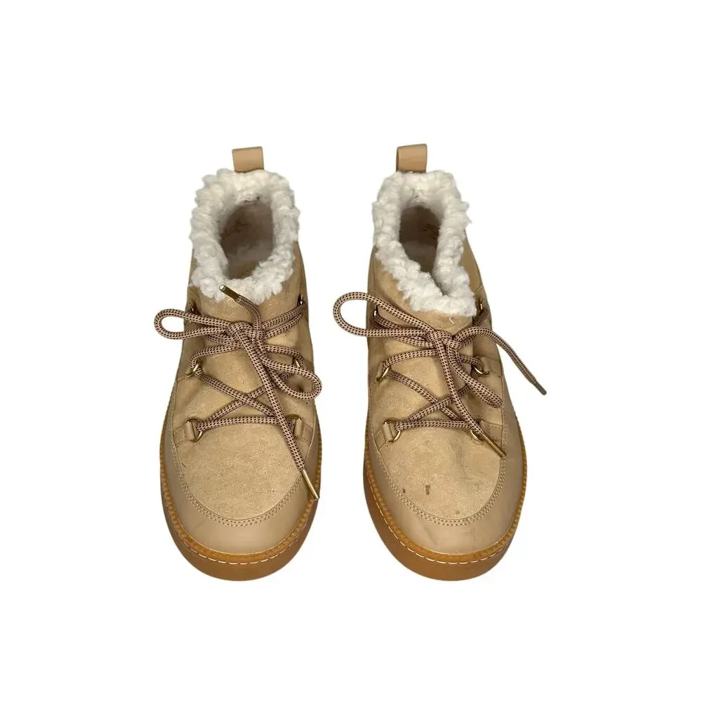 Cole Haan Grandseries Tan Suede Snow Boots Faux Shearling Cloudfeel Women Size 8